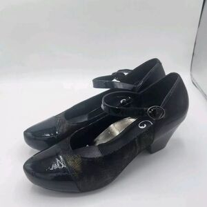 Dansko Bonnie Coffee Swirl & Black Patent Leather Mary Jane Heels Size 40 10